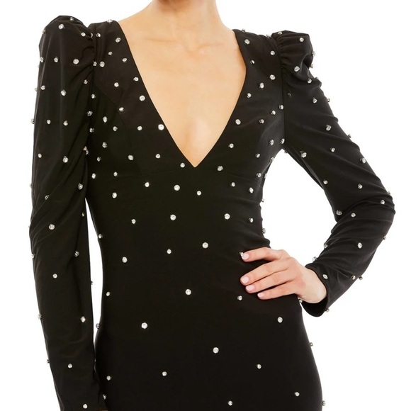 Mac Duggal 55797 NWT RHINESTONE ENCRUSTED LONG SLEEVE V NECK GOWN - Picture 3 of 11